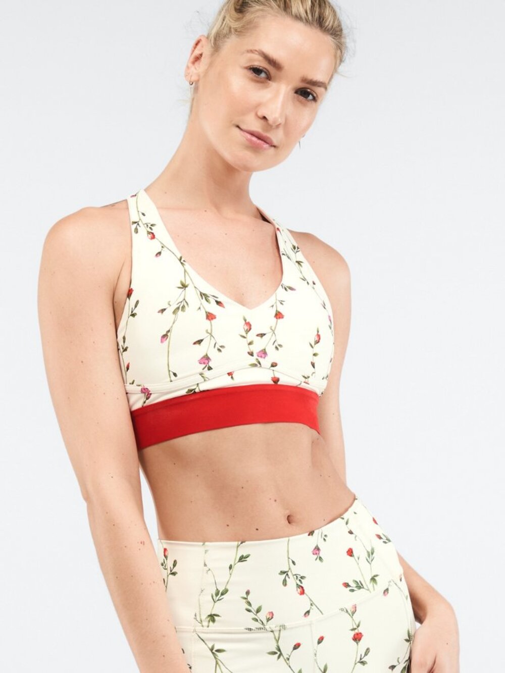 Fabletics All Day Every Day Bra in Trellis/Red Apple/Coconut
